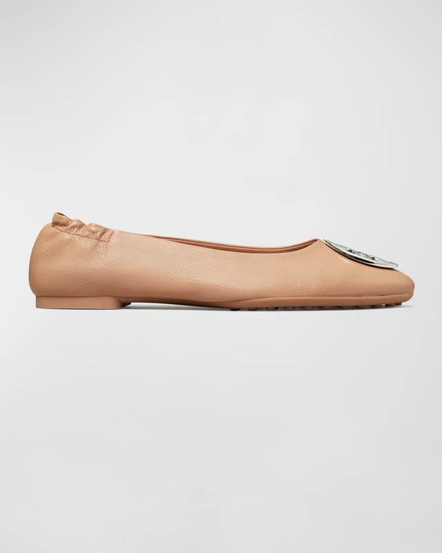 Claire Leather Medallion Ballerina Flats